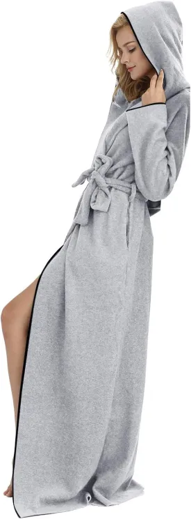 7 VEILS Women and Men MicroFleece Ultra Long Robe Floor-Length Hooded Bathrobes Lounge wear