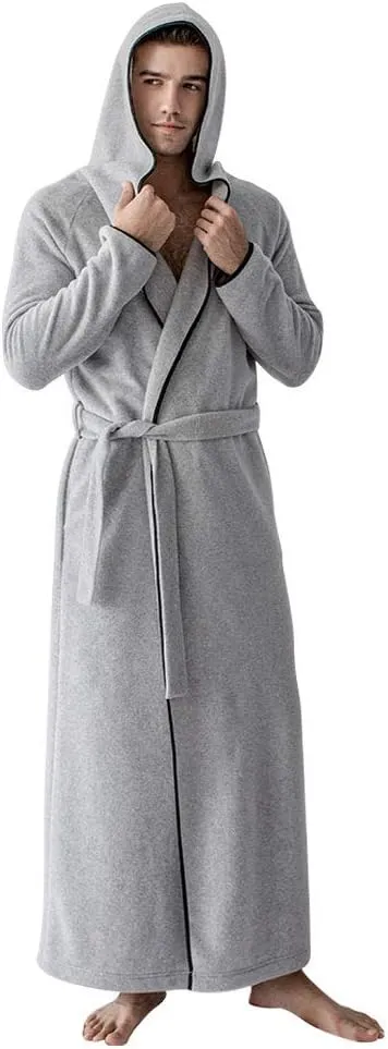 7 VEILS Women and Men MicroFleece Ultra Long Robe Floor-Length Hooded Bathrobes Lounge wear