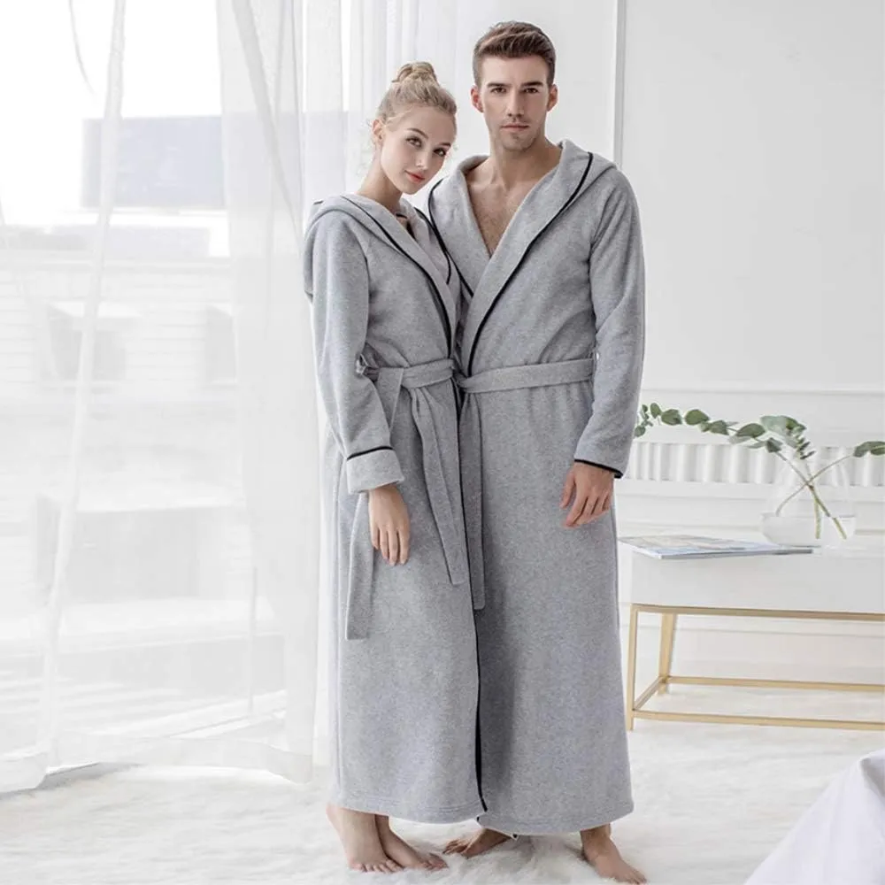 7 VEILS Women and Men MicroFleece Ultra Long Robe Floor-Length Hooded Bathrobes Lounge wear