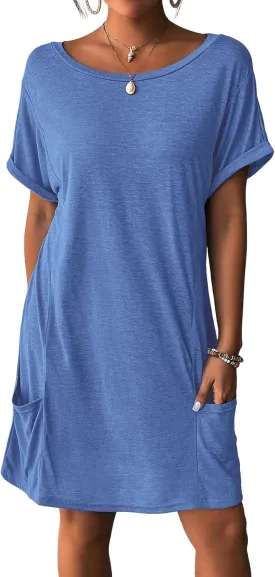 AI'MAGE Swimsuit Coverup for Women 2025 Bathing Suit Cover Up Short Sleeve Swimwear Bikini Beach T-Shirt with Pockets