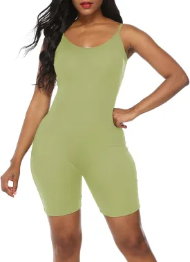 Amiliashp Women's Spaghetti Strap Tank Top Short Jumpsuit Rompers Bodysuit One Piece Catsuit