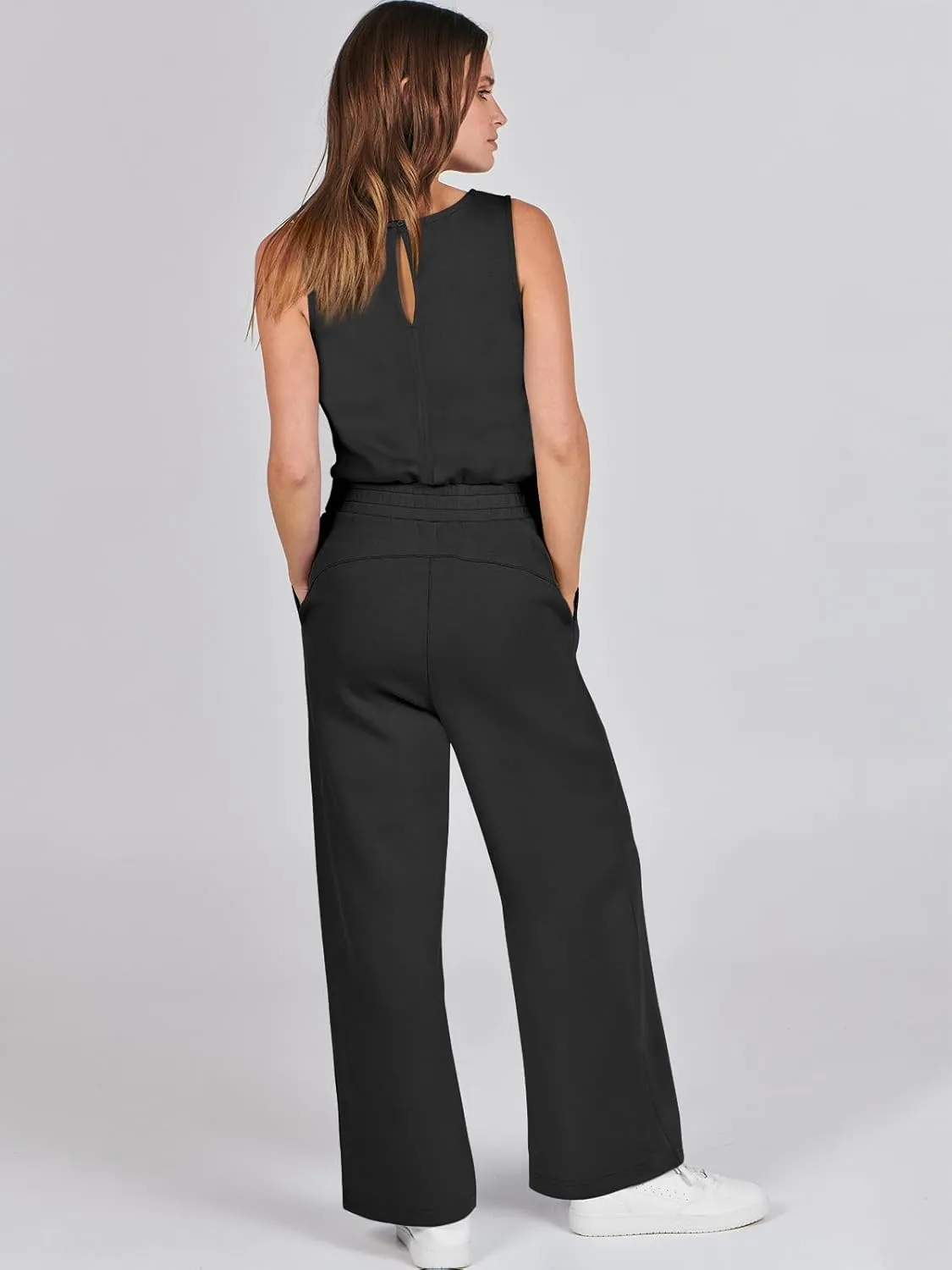 ANRABESS Womens Jumpsuits 2025 Summer Casual Dressy Romper Sleeveless Wide Leg Long Pants One Piece Outfits Vacation Clothes