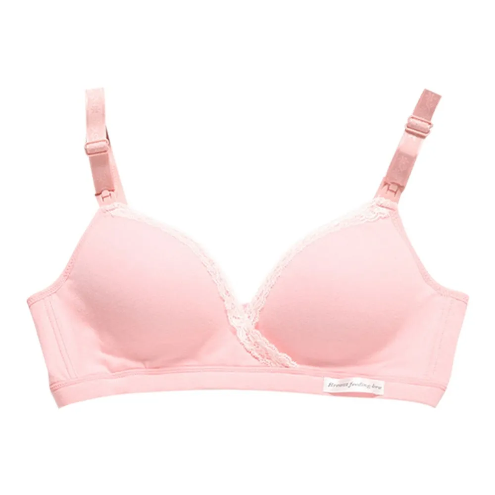 Jlong Cotton Breast Feeding Maternity Nursing Bra Pregnant Wire Free Front Button Open Bra Mothers Underwear Clothing