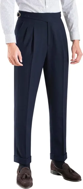 Men's Classic Gurkha Naples Italian Style Dress Pants No Need to tie a Belt