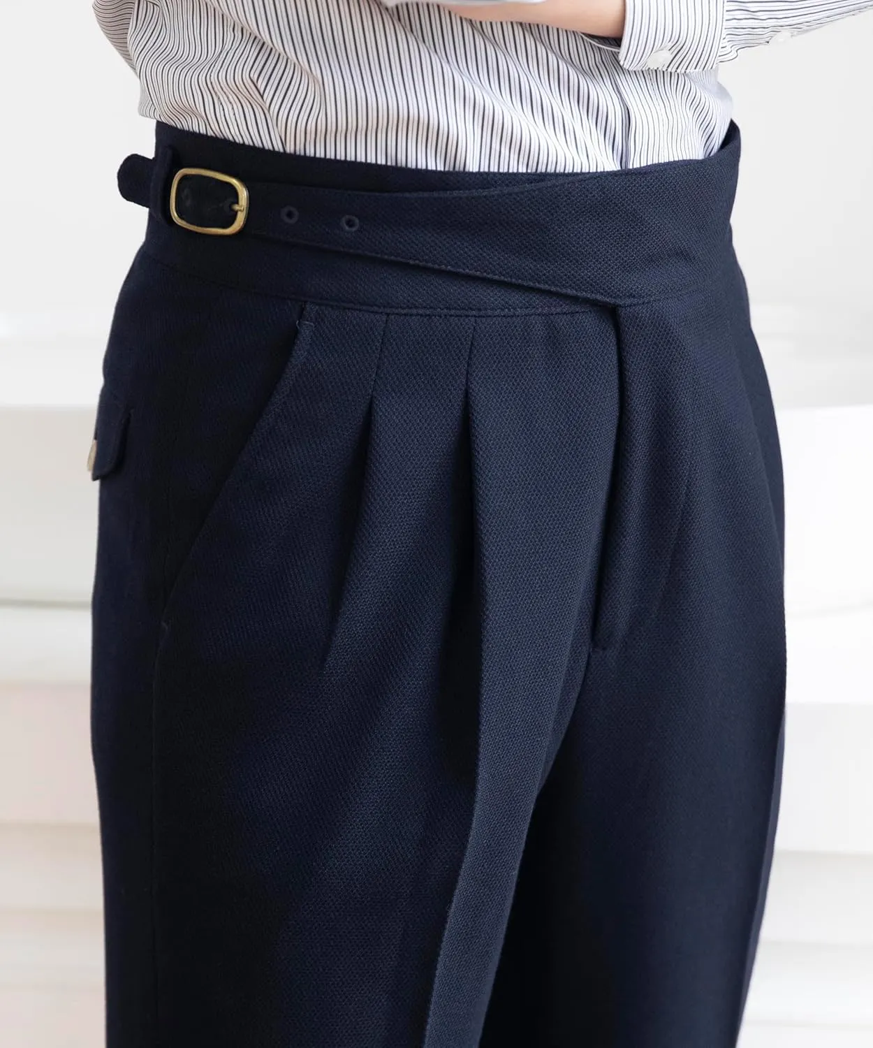 Men's Classic Gurkha Naples Italian Style Dress Pants No Need to tie a Belt