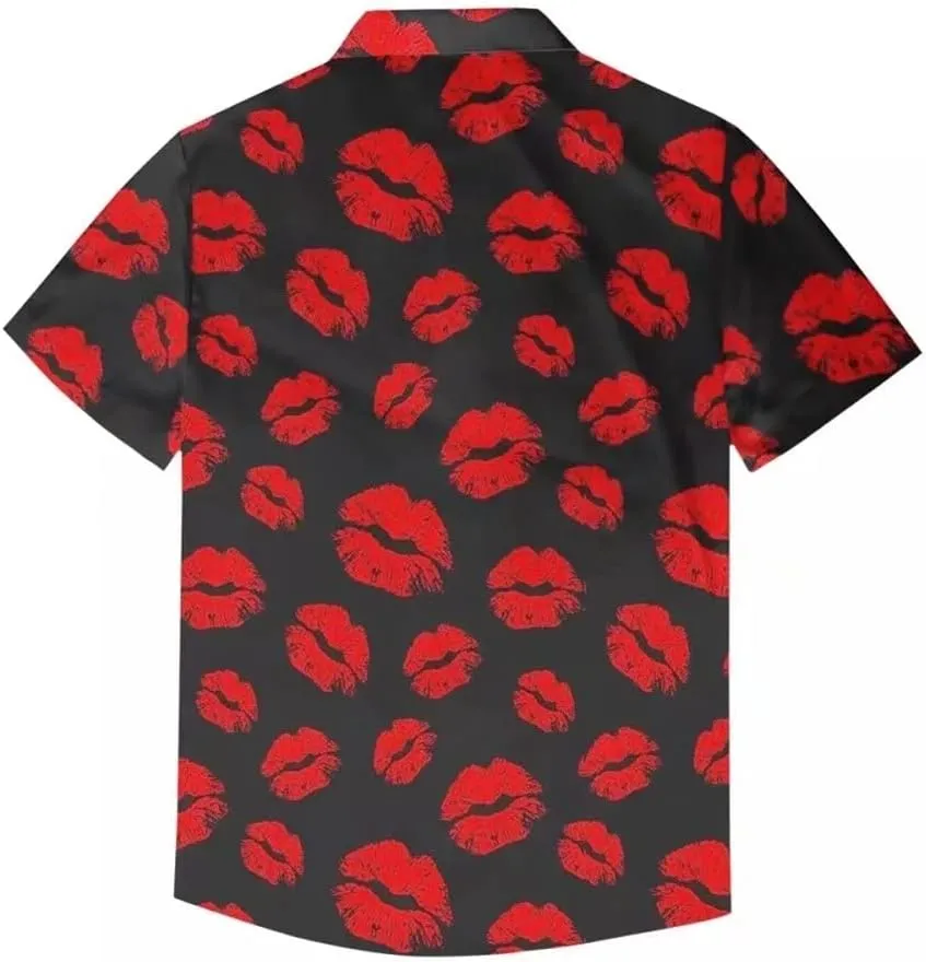 Men's Floral Print Fashion Button Down Casual Shirt Summer Top Short Sleeve