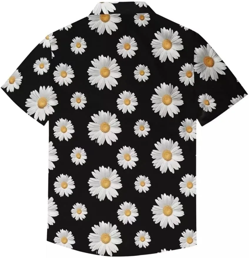 Men's Floral Print Fashion Button Down Casual Shirt Summer Top Short Sleeve
