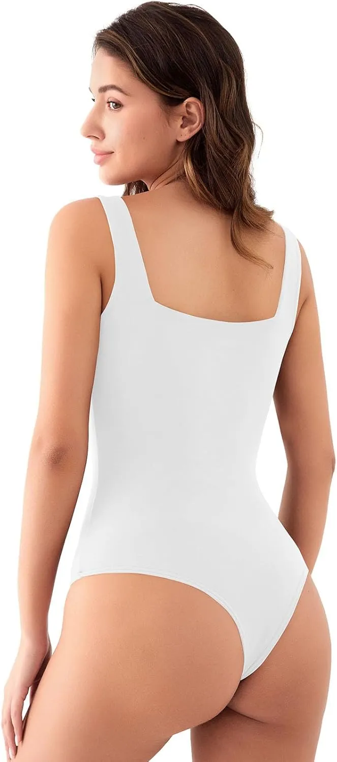 MISSJOY Women's Square Neck Sleeveless Slimming Going Out Tank Tops Bodysuits Clubwear