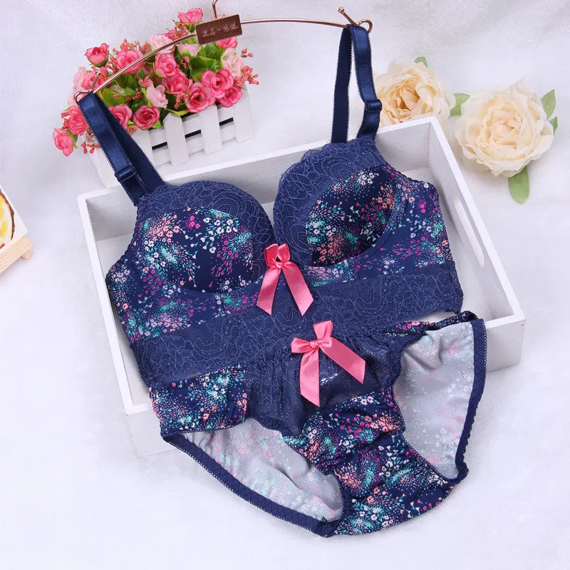 New women brand bra fashion winter dress bra set vs sexy underwear lace sexy women bra set gathered push up bra brief set