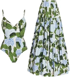 ODASDO Women's Two Piece Swimsuit with Cover Ups Wrap Skirt Beach Sarong Retro Bathing Suit Tummy Control Swimwear S-L