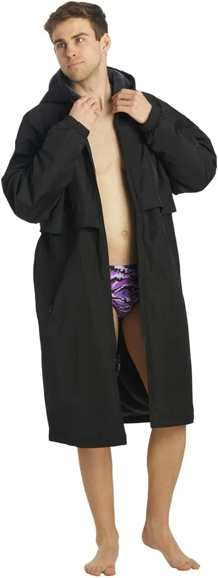 Sporti Unisex Swim Parka with Comfort Plush Fleece Lining, Multi Pocket Zipper - Water Resistant Swim Coats for Women & Men