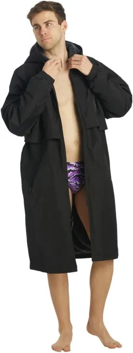 Sporti Unisex Swim Parka with Comfort Plush Fleece Lining, Multi Pocket Zipper - Water Resistant Swim Coats for Women & Men