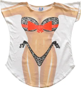 The Original Women's Bikini Shirt - Funny Bikini Print Bathing Suit Cover-up Beach Tshirt Dress for Women Men