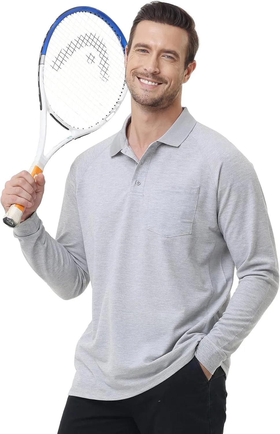 TIHEEN Men's Big & Tall Moisture Wicking Performance Golf Polo Shirt with Pocket Short Sleeve