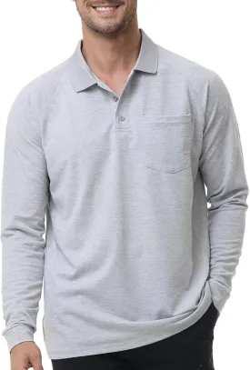TIHEEN Men's Big & Tall Moisture Wicking Performance Golf Polo Shirt with Pocket Short Sleeve