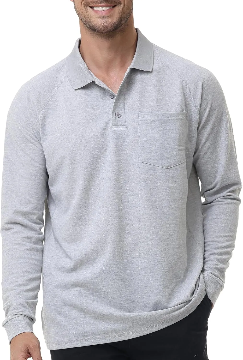 TIHEEN Men's Big & Tall Moisture Wicking Performance Golf Polo Shirt with Pocket Short Sleeve