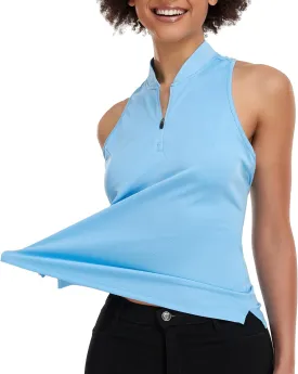 Women's Golf Shirt Sleeveless, V Neck Raceerback Polo Shirts Moisture Wicking, Quick Dry Ladies Tennis T Shirts