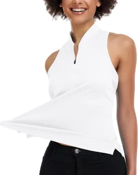 Women's Golf Shirt Sleeveless, V Neck Raceerback Polo Shirts Moisture Wicking, Quick Dry Ladies Tennis T Shirts