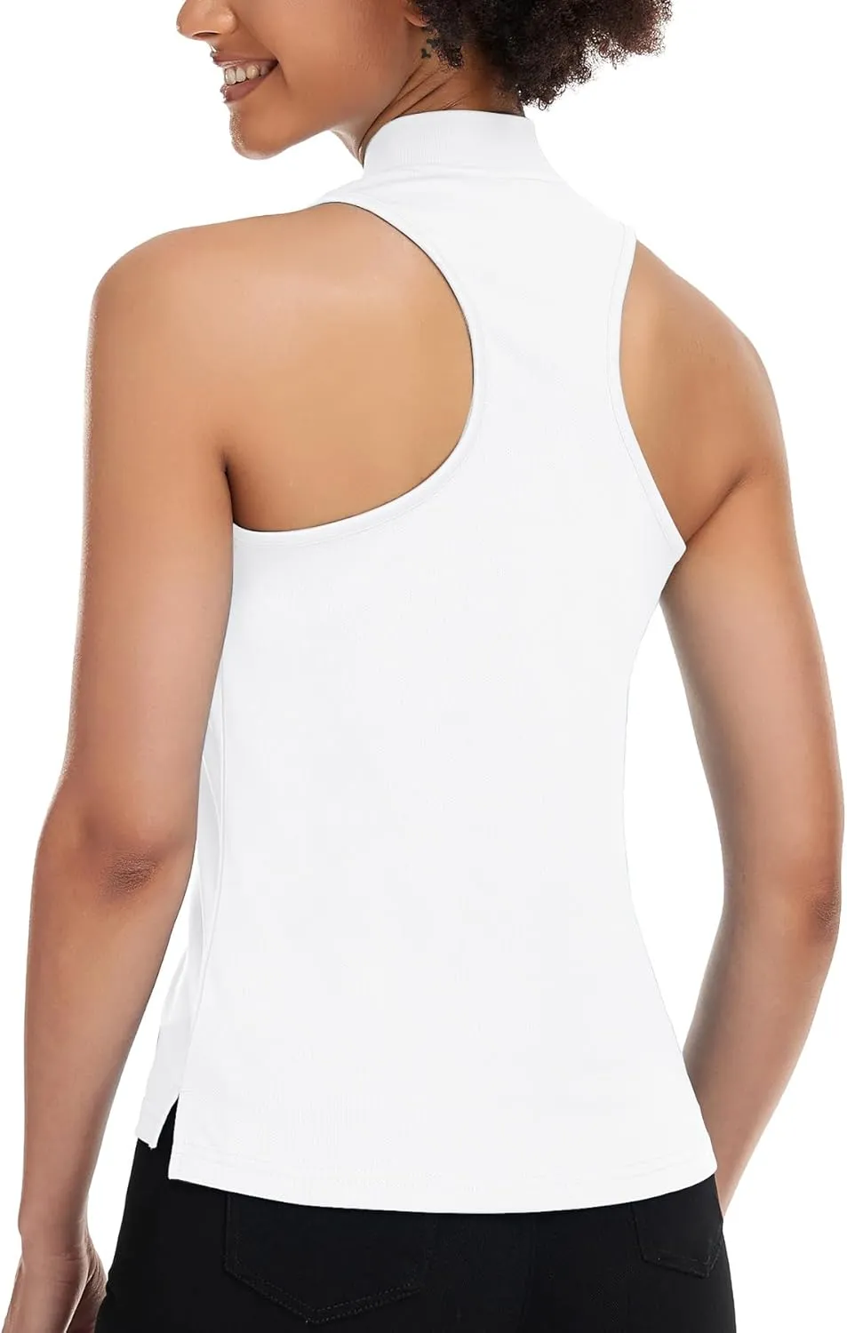 Women's Golf Shirt Sleeveless, V Neck Raceerback Polo Shirts Moisture Wicking, Quick Dry Ladies Tennis T Shirts