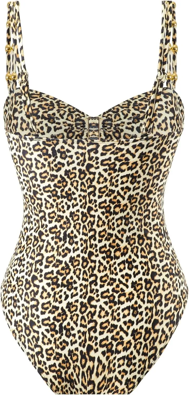 Women's One Piece Swimsuit with Cover up Set Beach Wrap Skirt Retro Bikini Set Two Piece Bathing Suit with Cover up