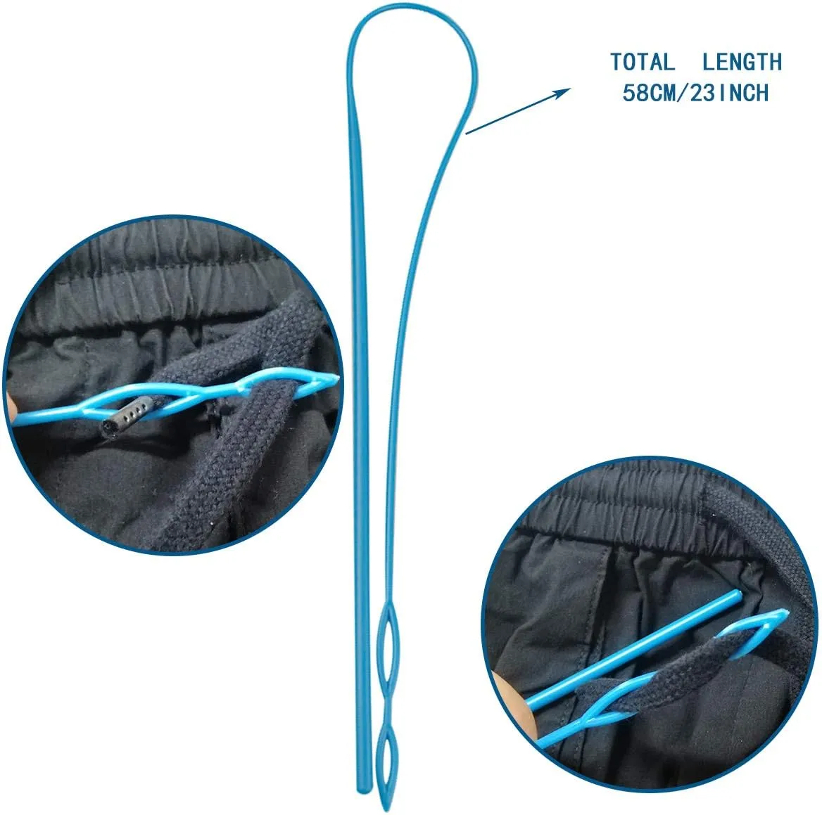 yuntop 1Pcs 23In Flexible Plastic Drawstring Threader Tool, Easy Threader Drawstring Replacement Tool for Jackets Swim Trunks Pants Sweatpants Shorts Hoodies (Blue)